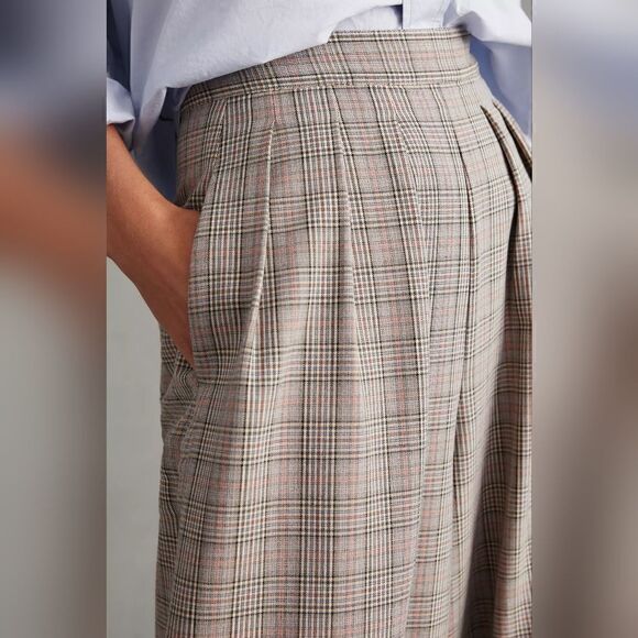 Anthropologie Corey Lynn Calter Pleated Wide-Leg Plaid Trousers Size Medium NWT - Picture 4 of 12